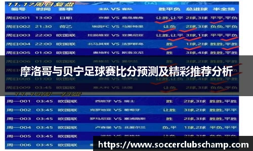 摩洛哥与贝宁足球赛比分预测及精彩推荐分析